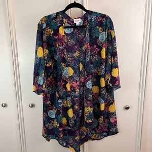 LuLaRoe EUC Shirley Floral Kimono Style Cardigan Size L